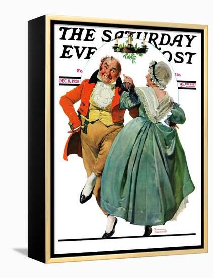 "Christmas Dance" or "Merrie Christmas" Saturday Evening Post Cover, December 8,1928-Norman Rockwell-Framed Premier Image Canvas