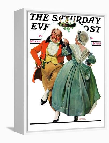 "Christmas Dance" or "Merrie Christmas" Saturday Evening Post Cover, December 8,1928-Norman Rockwell-Framed Premier Image Canvas