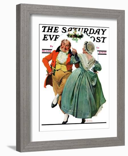 "Christmas Dance" or "Merrie Christmas" Saturday Evening Post Cover, December 8,1928-Norman Rockwell-Framed Giclee Print