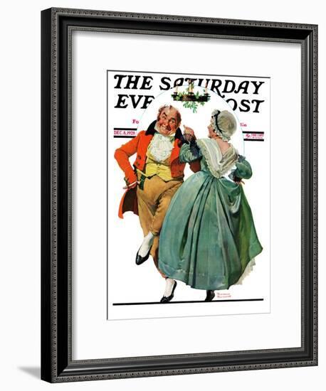 "Christmas Dance" or "Merrie Christmas" Saturday Evening Post Cover, December 8,1928-Norman Rockwell-Framed Giclee Print