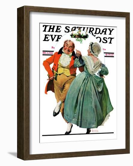 "Christmas Dance" or "Merrie Christmas" Saturday Evening Post Cover, December 8,1928-Norman Rockwell-Framed Giclee Print