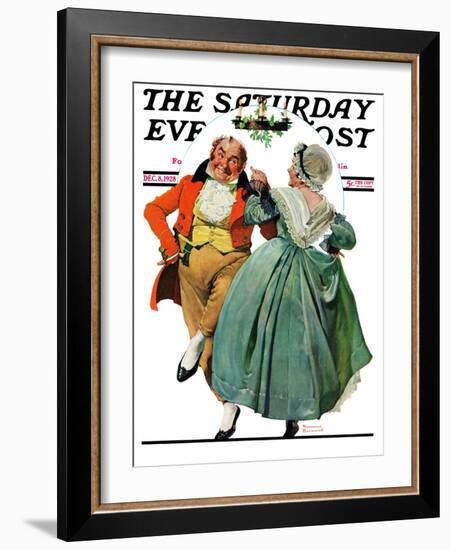 "Christmas Dance" or "Merrie Christmas" Saturday Evening Post Cover, December 8,1928-Norman Rockwell-Framed Giclee Print