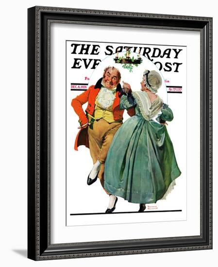 "Christmas Dance" or "Merrie Christmas" Saturday Evening Post Cover, December 8,1928-Norman Rockwell-Framed Giclee Print