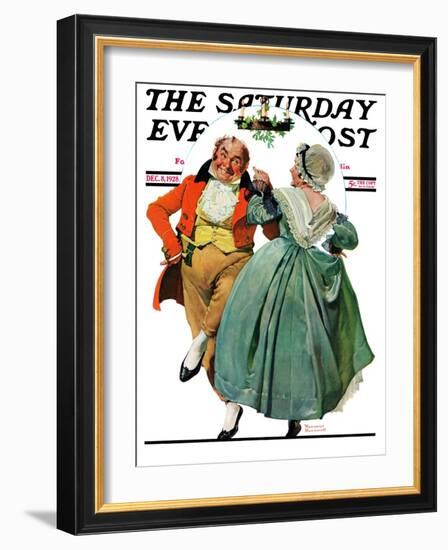 "Christmas Dance" or "Merrie Christmas" Saturday Evening Post Cover, December 8,1928-Norman Rockwell-Framed Giclee Print