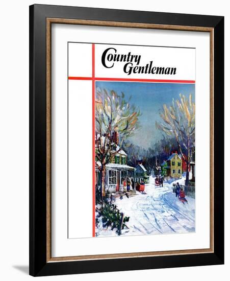 "Christmas Day in the Village," Country Gentleman Cover, December 1, 1938-Walter Baum-Framed Giclee Print