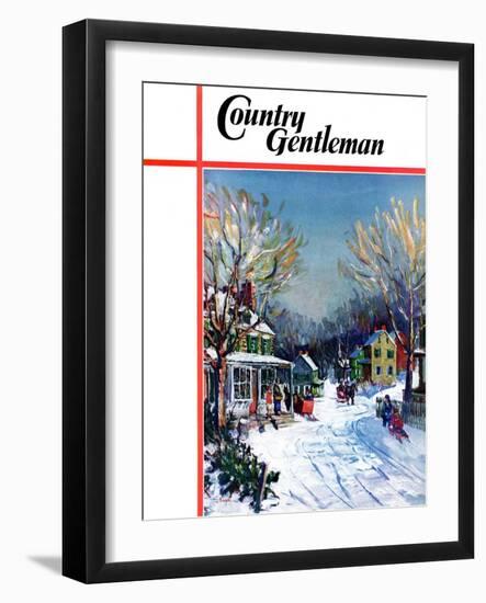 "Christmas Day in the Village," Country Gentleman Cover, December 1, 1938-Walter Baum-Framed Giclee Print