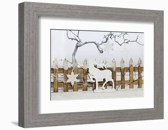 Christmas Decoration and Decoration Fence with Deer-Andrea Haase-Framed Photographic Print