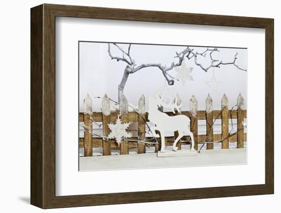 Christmas Decoration and Decoration Fence with Deer-Andrea Haase-Framed Photographic Print