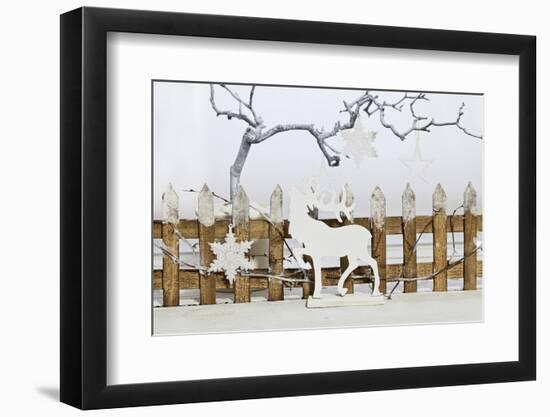 Christmas Decoration and Decoration Fence with Deer-Andrea Haase-Framed Photographic Print