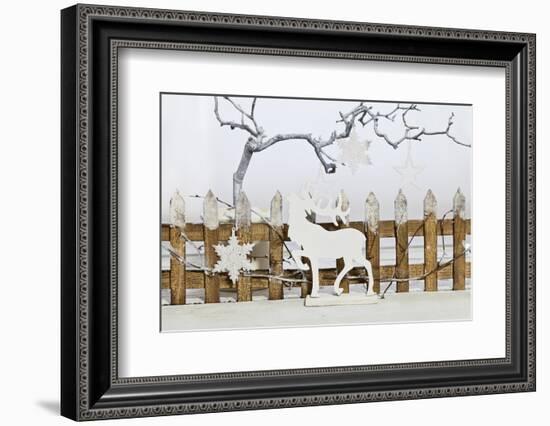 Christmas Decoration and Decoration Fence with Deer-Andrea Haase-Framed Photographic Print
