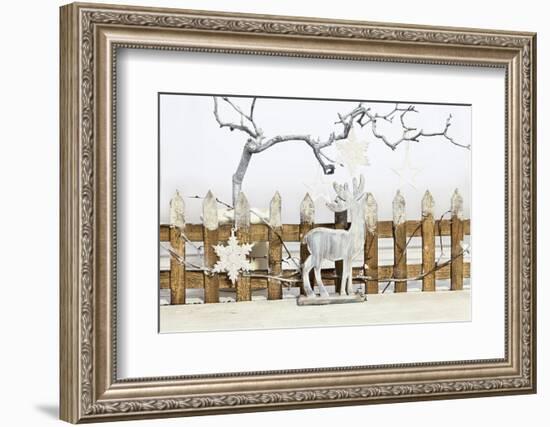 Christmas Decoration and Decoration Fence with Pensioner-Andrea Haase-Framed Photographic Print