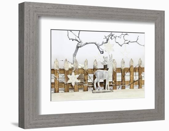 Christmas Decoration and Decoration Fence with Pensioner-Andrea Haase-Framed Photographic Print