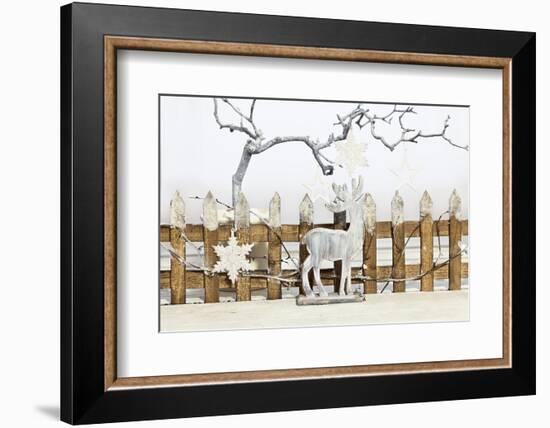 Christmas Decoration and Decoration Fence with Pensioner-Andrea Haase-Framed Photographic Print