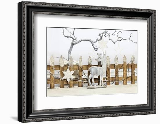 Christmas Decoration and Decoration Fence with Pensioner-Andrea Haase-Framed Photographic Print