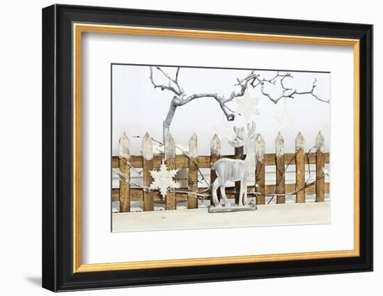 Christmas Decoration and Decoration Fence with Pensioner-Andrea Haase-Framed Photographic Print