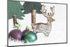 Christmas Decoration, Fir Trees Made of Wood with Reindeer and Christmas Balls-Petra Daisenberger-Mounted Photographic Print