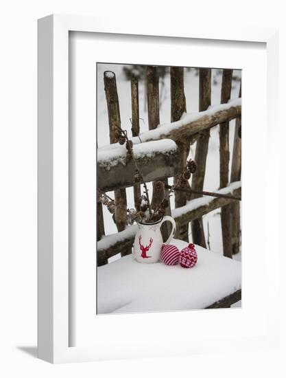 Christmas decoration in the snow, decoration, still life-Andrea Haase-Framed Photographic Print