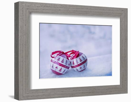 Christmas decoration in the snow, decoration, still life-Andrea Haase-Framed Photographic Print