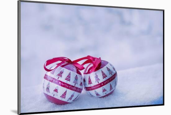 Christmas decoration in the snow, decoration, still life-Andrea Haase-Mounted Photographic Print