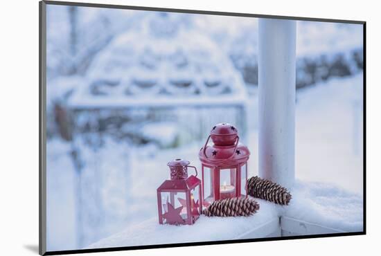 Christmas decoration in the snow, decoration, still life-Andrea Haase-Mounted Photographic Print