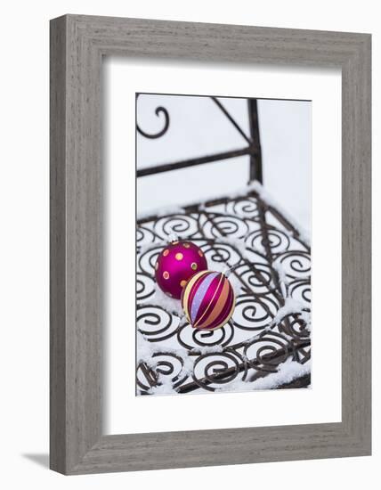 Christmas decoration in the snow, decoration, still life-Andrea Haase-Framed Photographic Print