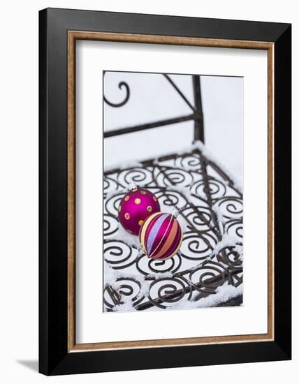 Christmas decoration in the snow, decoration, still life-Andrea Haase-Framed Photographic Print