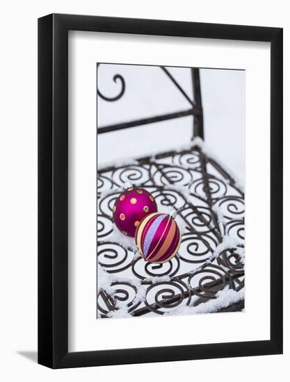 Christmas decoration in the snow, decoration, still life-Andrea Haase-Framed Photographic Print