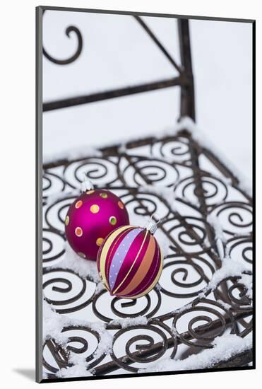 Christmas decoration in the snow, decoration, still life-Andrea Haase-Mounted Photographic Print