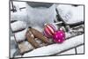 Christmas decoration in the snow, decoration, still life-Andrea Haase-Mounted Photographic Print