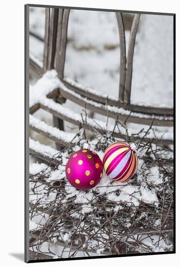 Christmas decoration in the snow, decoration, still life-Andrea Haase-Mounted Photographic Print