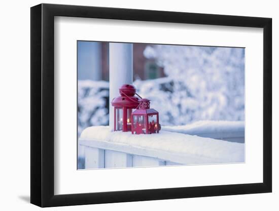 Christmas decoration in the snow, decoration, still life-Andrea Haase-Framed Photographic Print