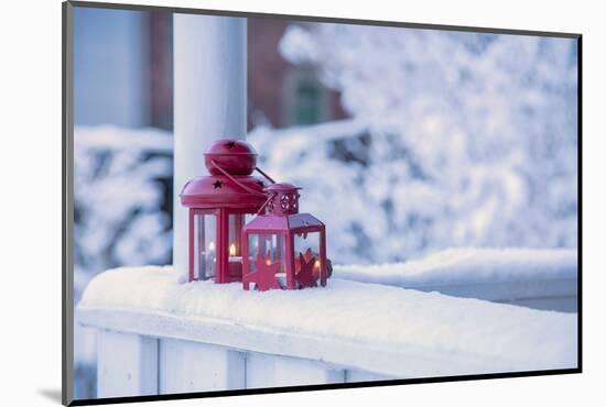 Christmas decoration in the snow, decoration, still life-Andrea Haase-Mounted Photographic Print