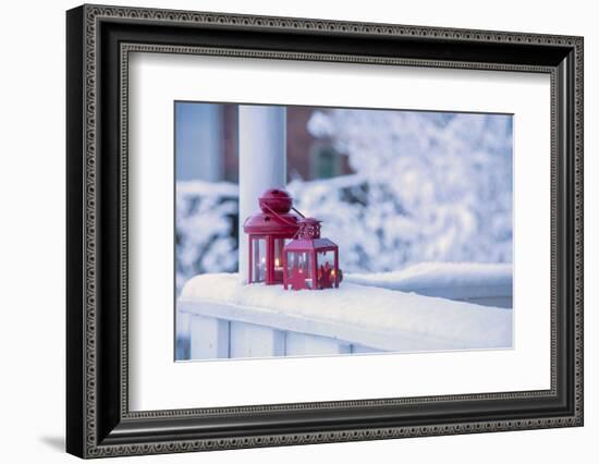 Christmas decoration in the snow, decoration, still life-Andrea Haase-Framed Photographic Print