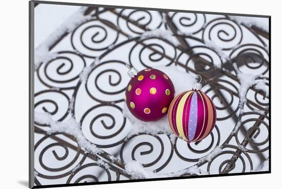 Christmas decoration in the snow, decoration, still life-Andrea Haase-Mounted Photographic Print