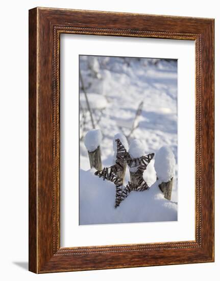 Christmas decoration in the snow, still life-Andrea Haase-Framed Photographic Print