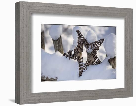 Christmas decoration in the snow, still life-Andrea Haase-Framed Photographic Print