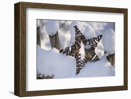 Christmas decoration in the snow, still life-Andrea Haase-Framed Photographic Print