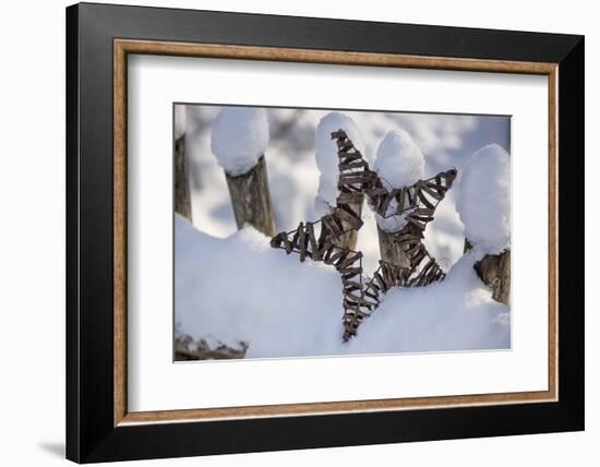 Christmas decoration in the snow, still life-Andrea Haase-Framed Photographic Print