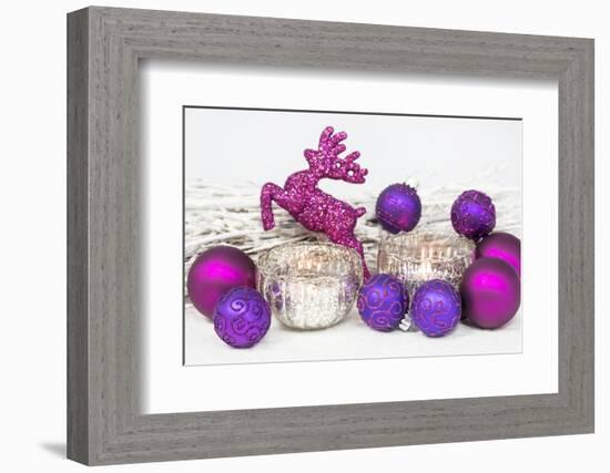 Christmas Decoration, Mauve, Pink, with Deer-Andrea Haase-Framed Photographic Print