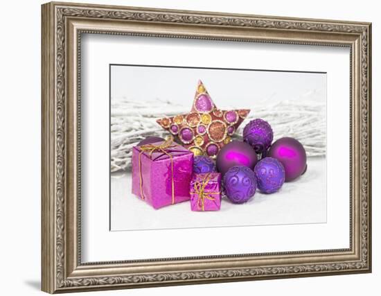 Christmas Decoration Purple Pink Ones-Andrea Haase-Framed Photographic Print