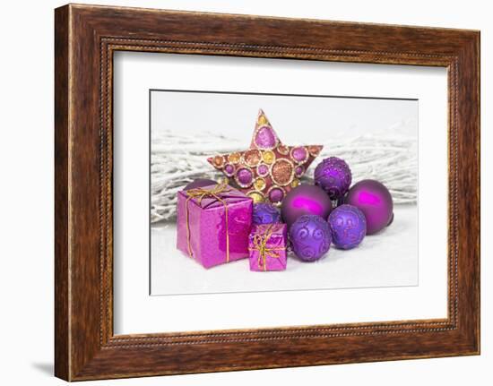 Christmas Decoration Purple Pink Ones-Andrea Haase-Framed Photographic Print