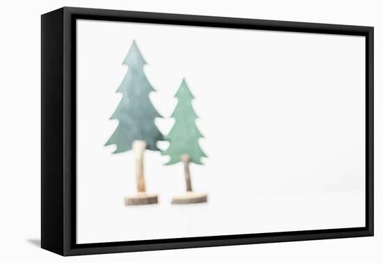 Christmas Decoration, Two Christmas Trees Made of Wood-Petra Daisenberger-Framed Premier Image Canvas