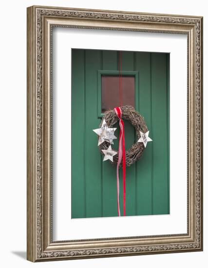 Christmas Decoration, Wreath on Front Door, Wertheim, Germany-Lisa S. Engelbrecht-Framed Photographic Print