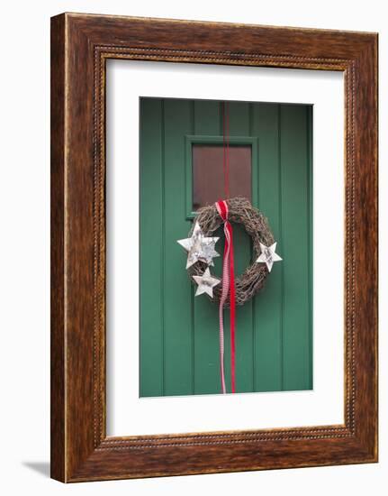 Christmas Decoration, Wreath on Front Door, Wertheim, Germany-Lisa S. Engelbrecht-Framed Photographic Print