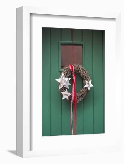 Christmas Decoration, Wreath on Front Door, Wertheim, Germany-Lisa S. Engelbrecht-Framed Photographic Print