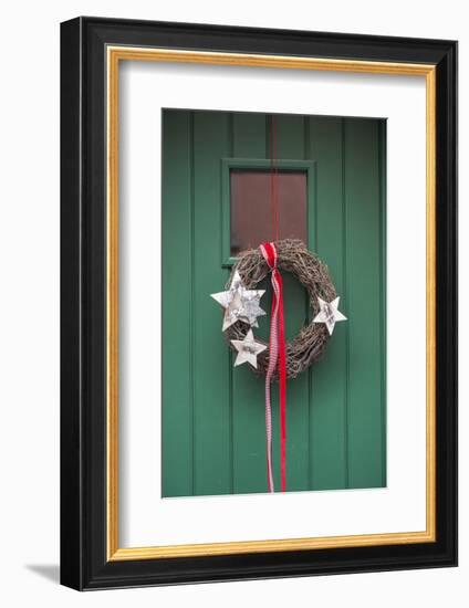 Christmas Decoration, Wreath on Front Door, Wertheim, Germany-Lisa S. Engelbrecht-Framed Photographic Print