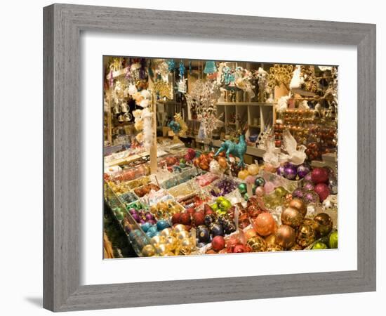 Christmas Decorations at Stall, Christkindlmarkt at Rathausplatz, Innere Stadt-Richard Nebesky-Framed Photographic Print