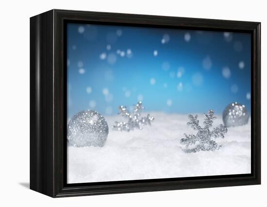 Christmas Decorations in Snow-null-Framed Premier Image Canvas