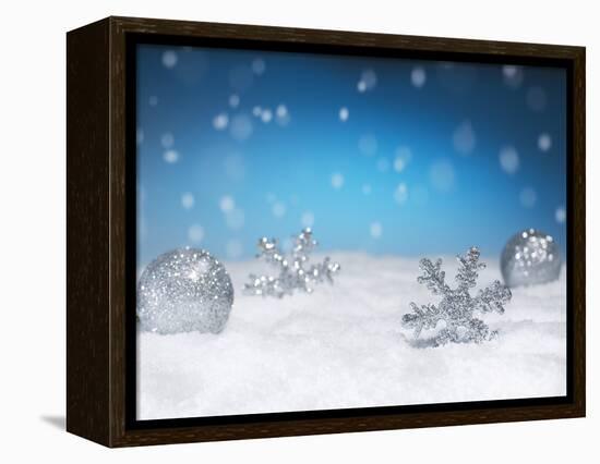 Christmas Decorations in Snow-null-Framed Premier Image Canvas
