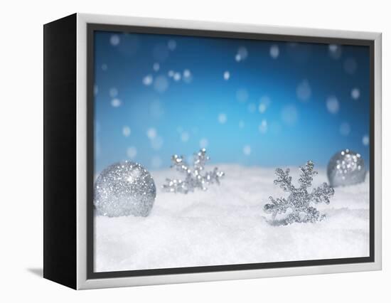 Christmas Decorations in Snow-null-Framed Premier Image Canvas